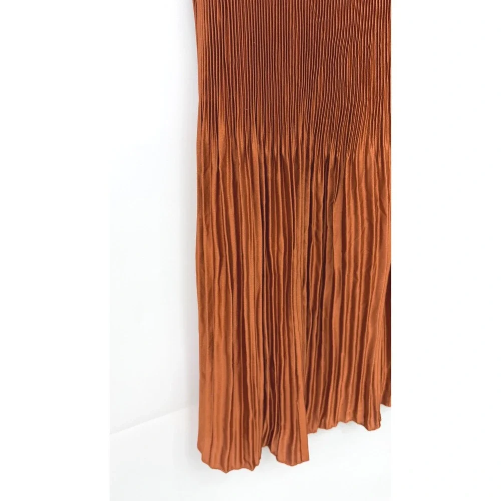 Abercrombie & Fitch Strapless Pleated Maxi Dress Womens Small Rust Copper